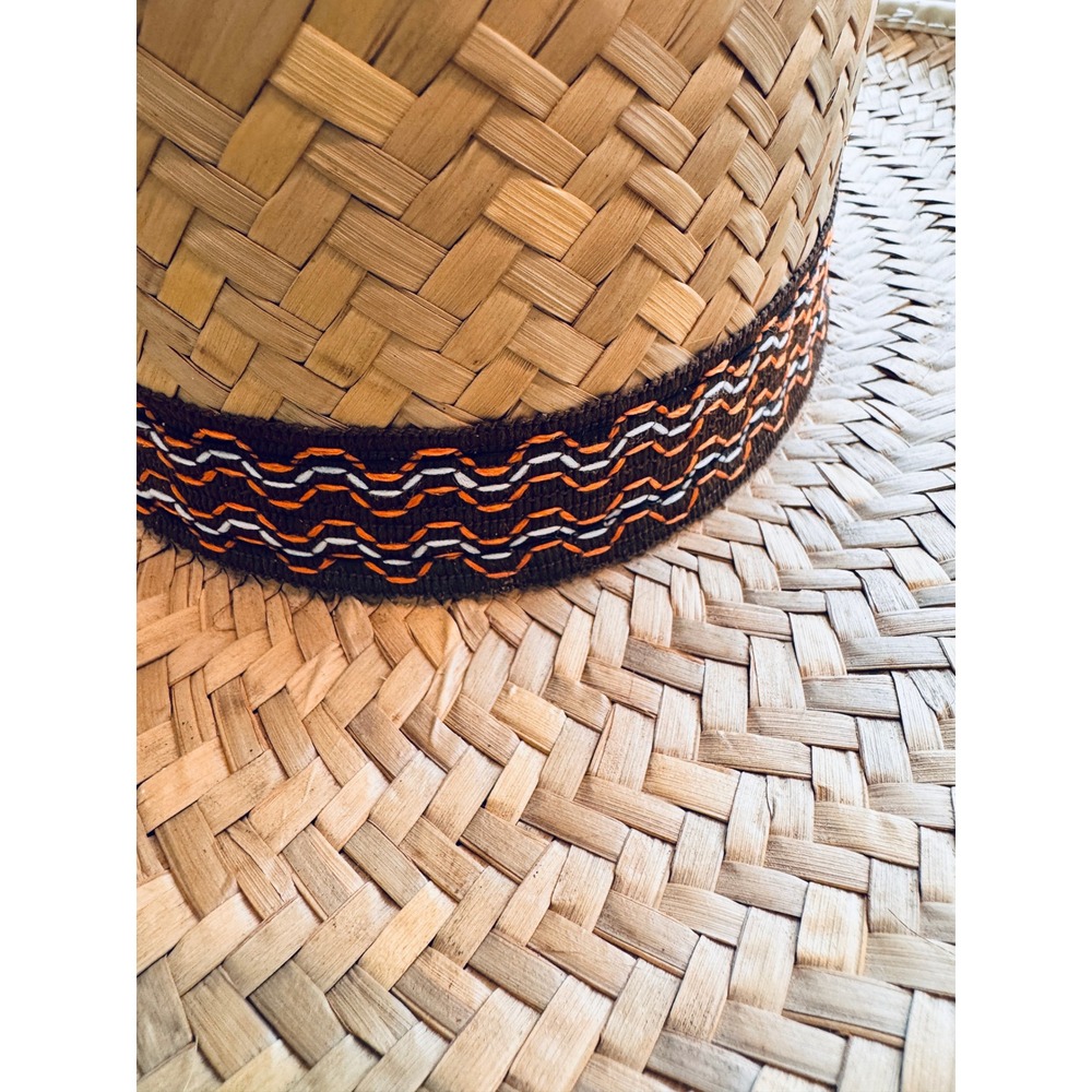 Sombrero Hat Mens Golf Natural Tan Excellent Woven Mexico Straw Wide - Picture 2 of 5